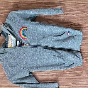 Aviator Nation 💎Charcoal Hoodie with Vibrant Rainbow